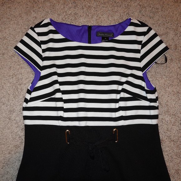 Women's Size 14 Jessica Howard Classic Business Office Work Black White Dress - Picture 2 of 4